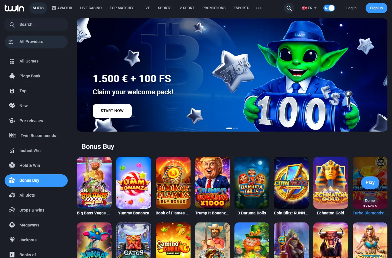 Twin Casino list of active bonuses